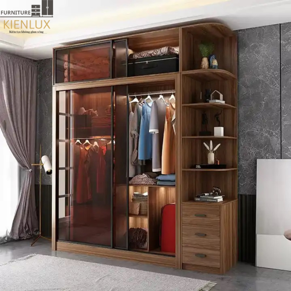 Tủ Quần Áo Cửa Lùa Cánh Kính Cao Cấp- KL003