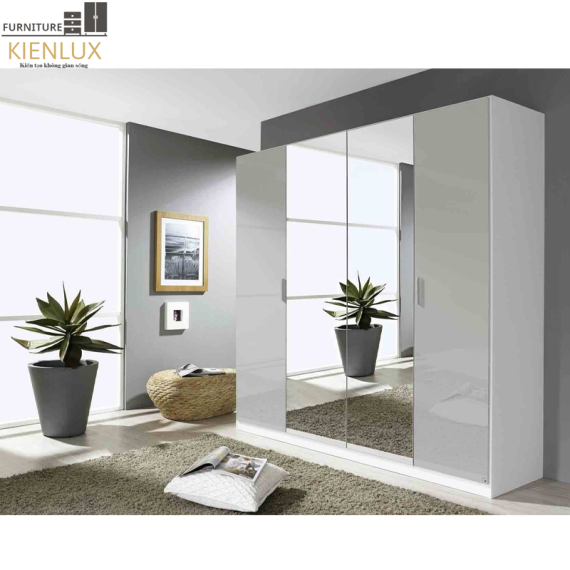 Tủ Quần Áo Gỗ Gia Đình 4 Cánh Có Gương-TAKL020