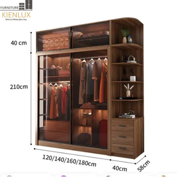 Tủ Quần Áo Cửa Lùa Cánh Kính Cao Cấp- KL003