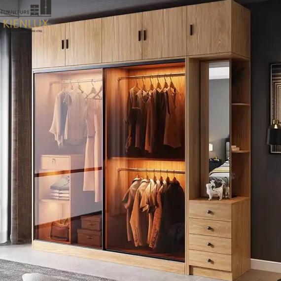 Tủ Quần Áo Cửa Lùa Cánh Kính Cao Cấp- KL005