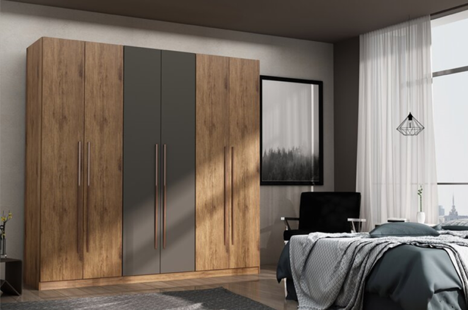 Tủ Quần Áo Gỗ Công Nghiệp 6 Cánh TAKL-027