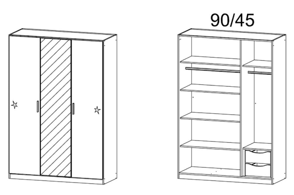 Tủ Quần Áo Gỗ Cao Cấp 3 Cánh Có Gương-TAKL016