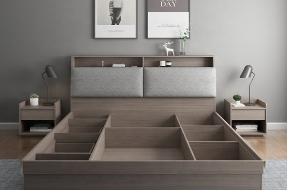 Giường Đôi Gỗ Công Nghiệp Phong Cách Hiện Đại- GNKL007